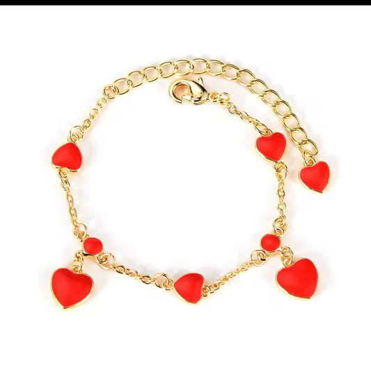 Heart Charm Bracelet red