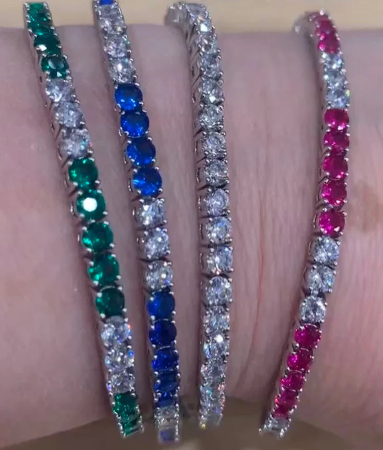 Rhodium Plated Cz Tennis Bracelet