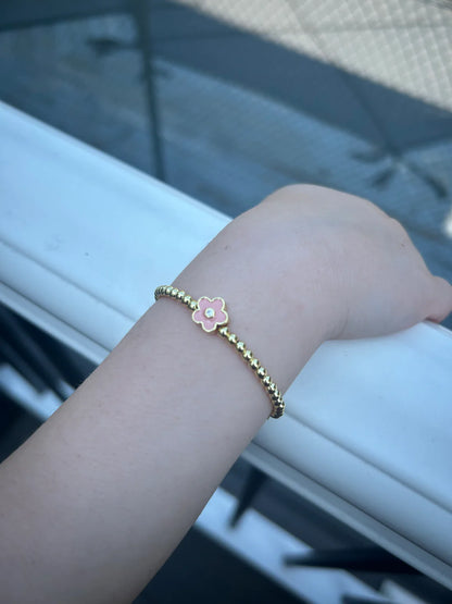 Bead & Enamel Flower Wire Bracelet
