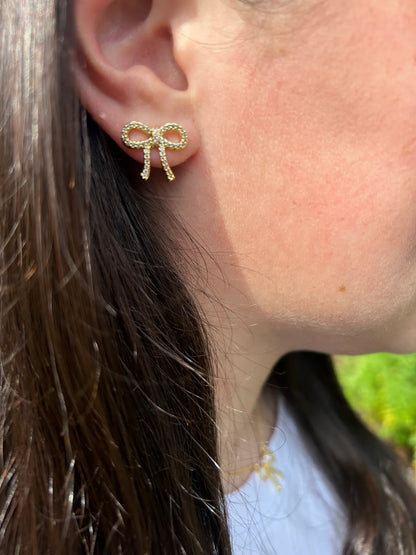 CZ Bow Stud Earring