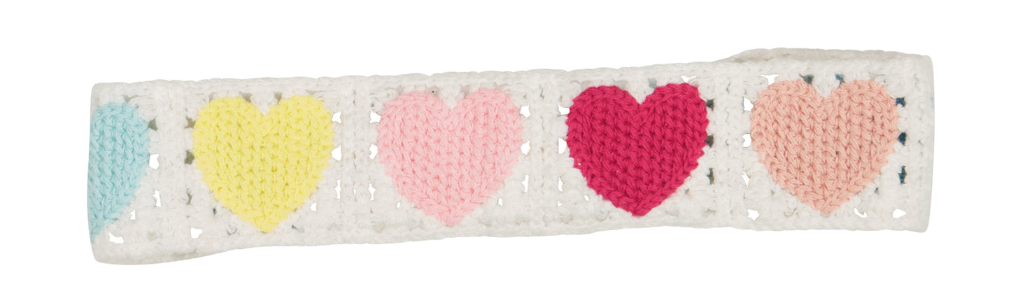 Dacee Chambray Crochet Hearts Junior Headwrap