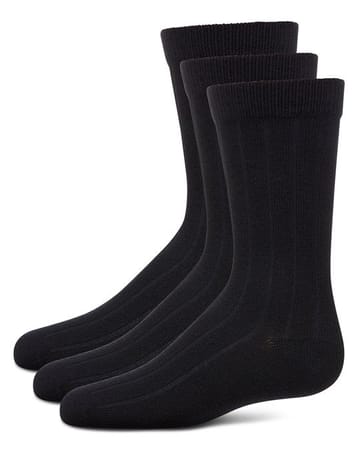 MeMoi Boy's 3 Pair Pack Basic Cotton Blend Ribbed Crew Socks mk-10950
