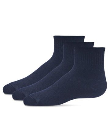 Memoi 3 Pair Pack Ribbed Mid Cut Sock Mk-563