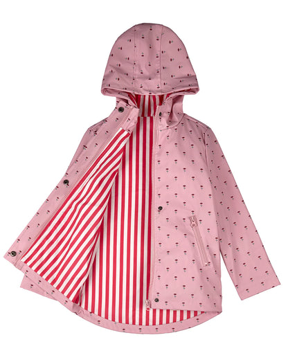 Pre order! Memoi Girls Flowers In Bloom Lined Raincoat with Attached Storage Pouch