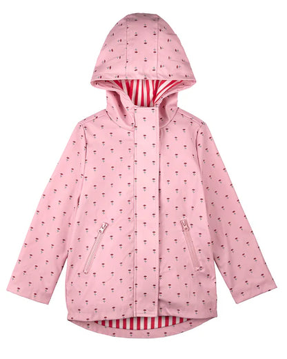 Pre order! Memoi Girls Flowers In Bloom Lined Raincoat with Attached Storage Pouch