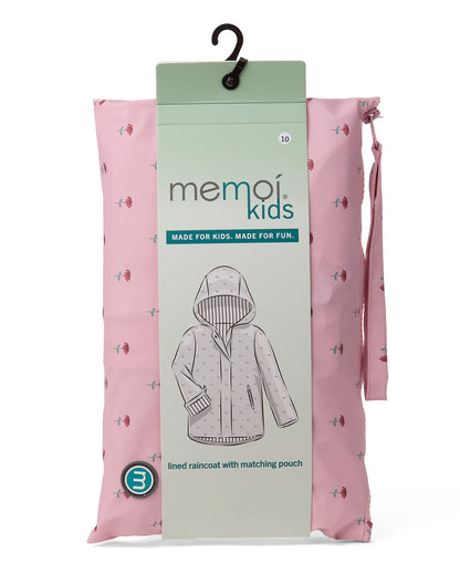 Pre order! Memoi Girls Flowers In Bloom Lined Raincoat with Attached Storage Pouch