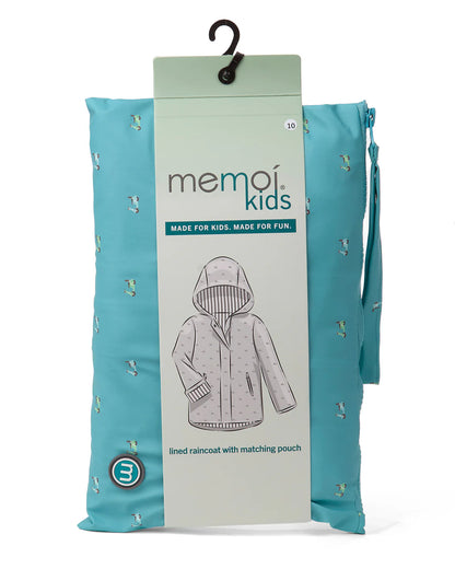 Pre Order! Memoi Boys "On The Move" Lined Raincoat with Attached Self-Storage Pouch