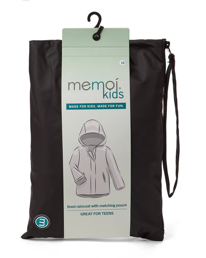 Pre Order! Memoi Teens Unisex Classic Hooded Lined Raincoat with Included Carry Pouch