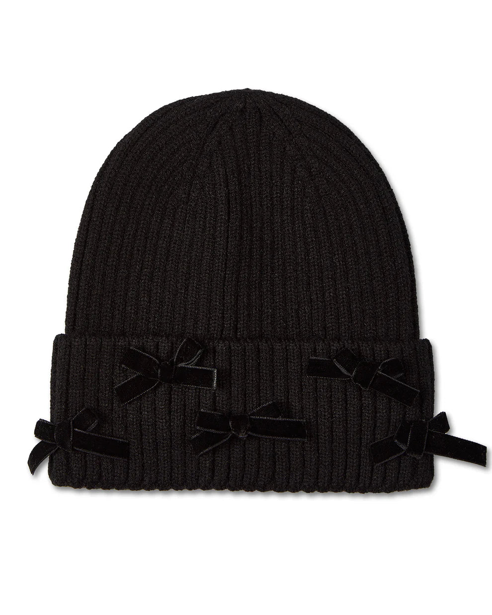 Memoi Girls Ribbed "All-Over Bows" Rayon-Blend Cuffed Beanie