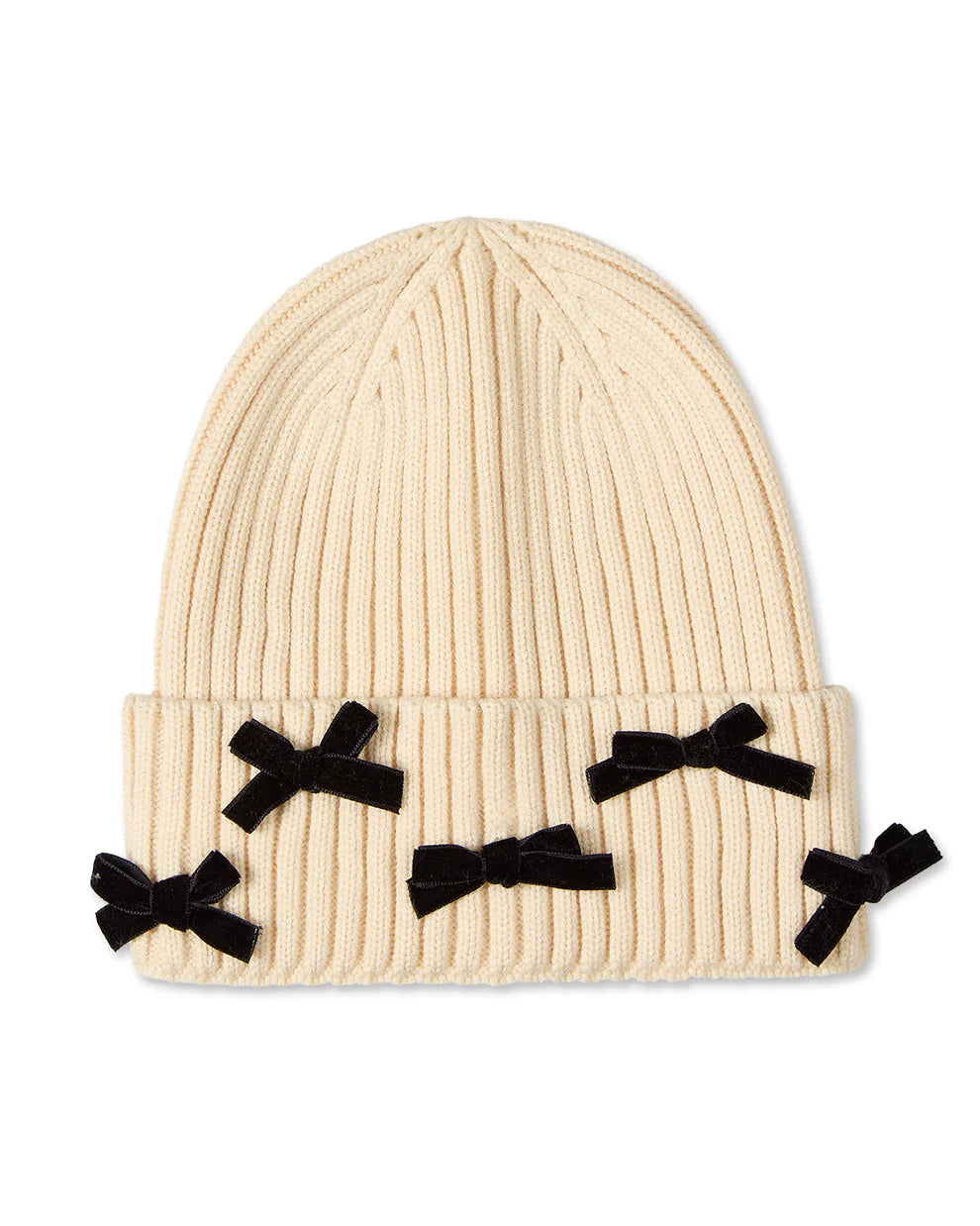 Memoi Girls Ribbed "All-Over Bows" Rayon-Blend Cuffed Beanie