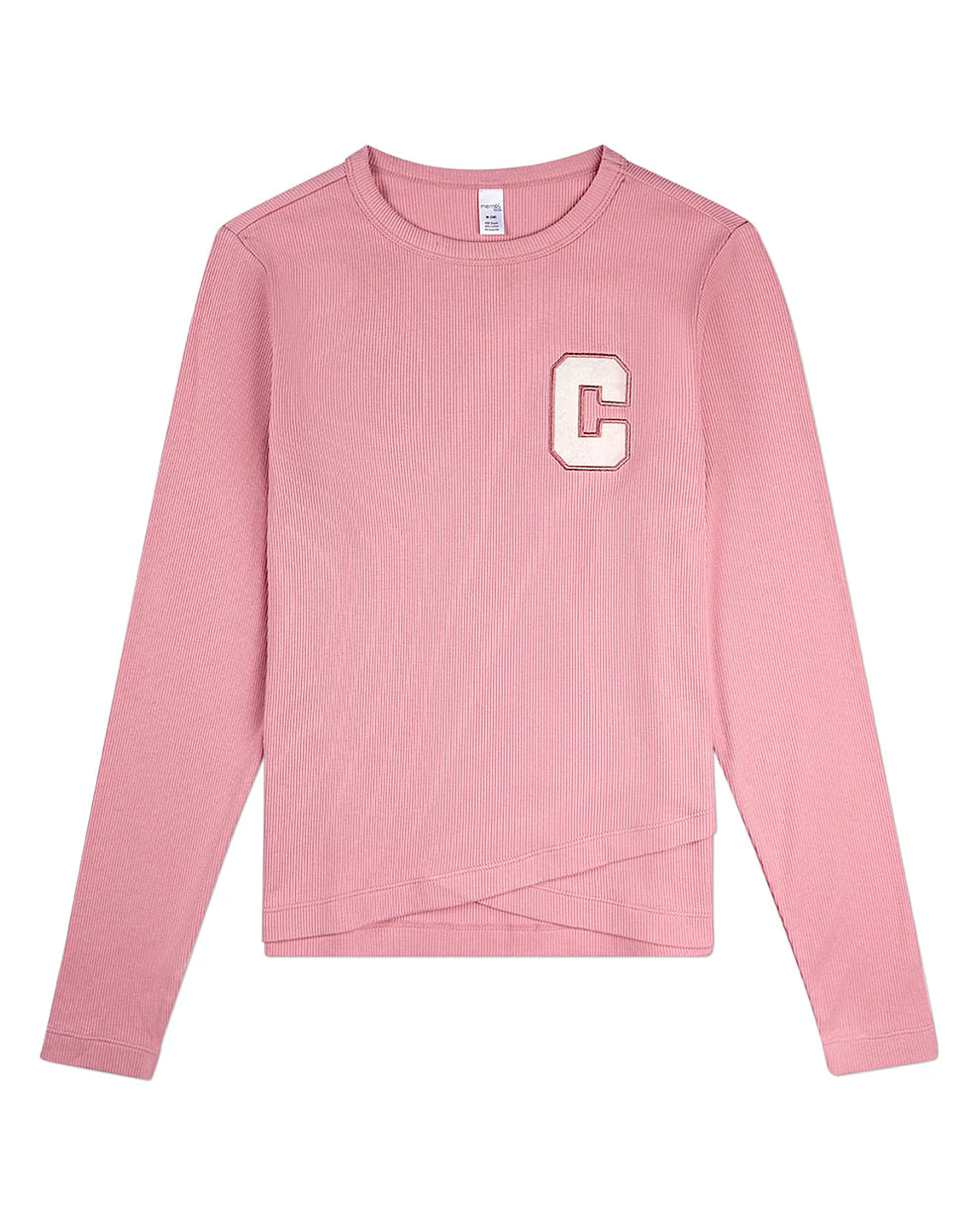 Pre Order! Memoi Girls Ribbed Crossover Hem Long Sleeve T-Shirt