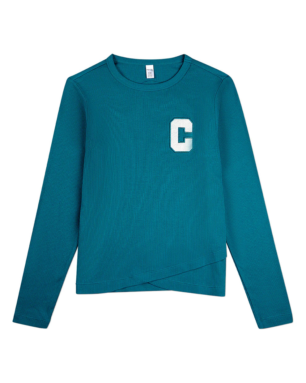 Pre Order! Memoi Girls Ribbed Crossover Hem Long Sleeve T-Shirt
