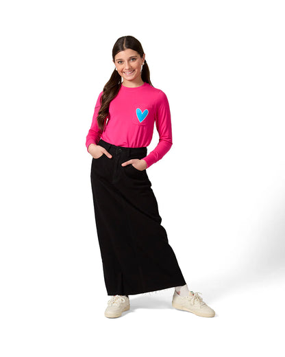 Pre Order! Memoi Heart Trimmed Pocket Long Sleeve T-Shirt