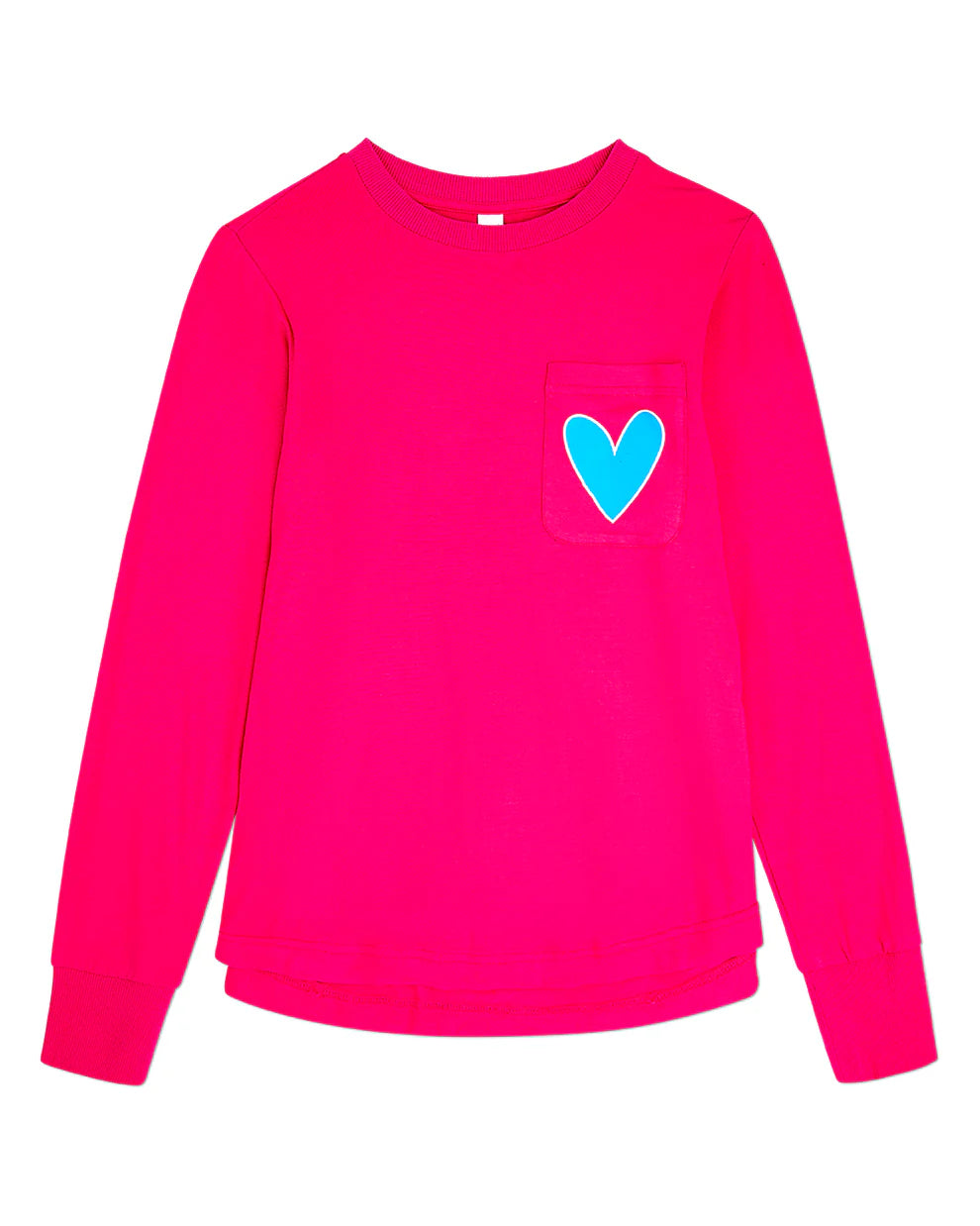 Pre Order! Memoi Heart Trimmed Pocket Long Sleeve T-Shirt