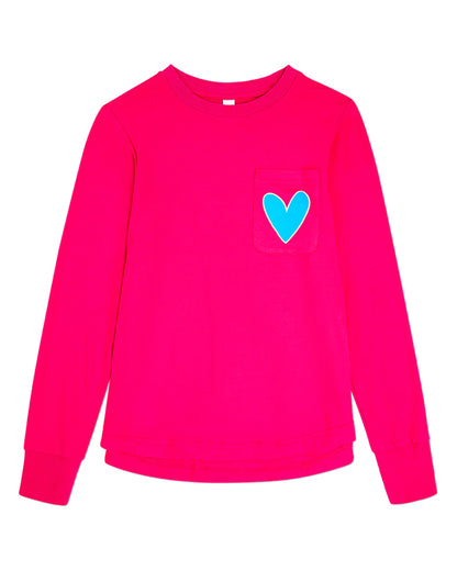 Pre Order! Memoi Heart Trimmed Pocket Long Sleeve T-Shirt