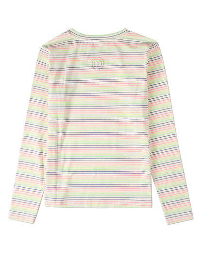 Pre Order! Girls Bright-Striped V-Neck Long Sleeve T-Shirt