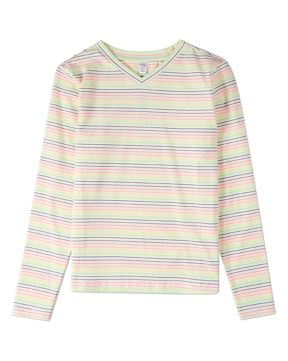 Pre Order! Girls Bright-Striped V-Neck Long Sleeve T-Shirt