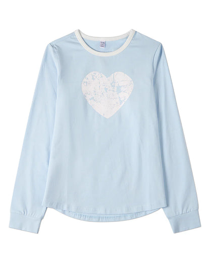 Pre Order! Memoi Distressed Heart Long Sleeve T-Shirt
