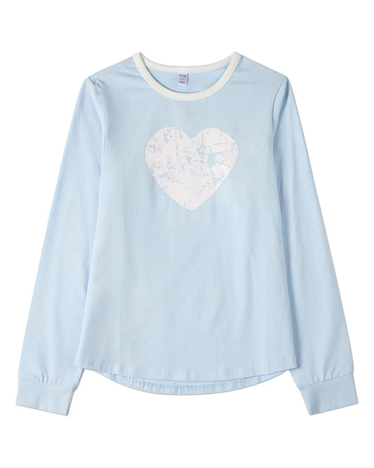 Pre Order! Memoi Distressed Heart Long Sleeve T-Shirt