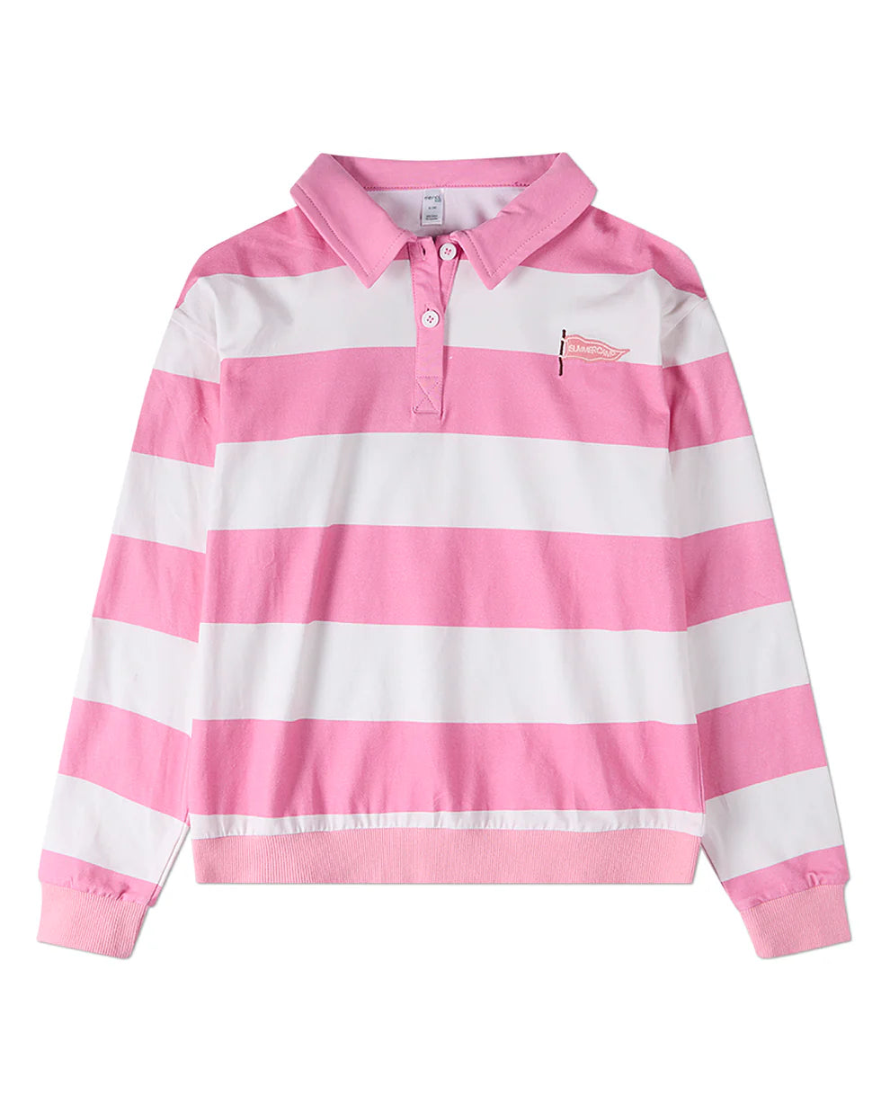 Pre Order! Memoi Summer Flag Striped Long Sleeve Polo Shirt