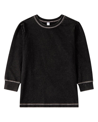 Pre Order! Heathered Long Sleeve T-Shirt Topstitch Trim