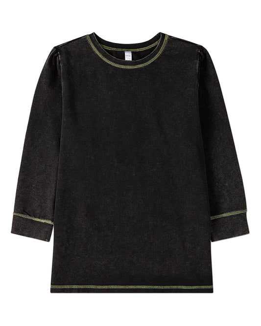 Pre Order! Heathered Long Sleeve T-Shirt Topstitch Trim