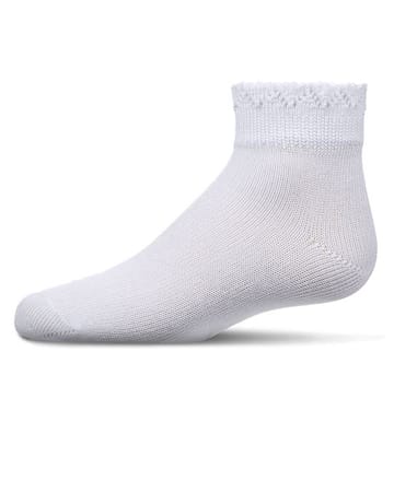 MeMoi Girls Crochet Ruffle-Trim Mercerized Cotton Blend Ankle Sock