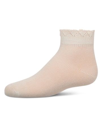 MeMoi Girls Crochet Ruffle-Trim Mercerized Cotton Blend Ankle Sock