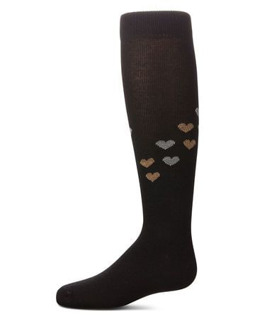 MeMoi Girls' Lurex Hearts Knee High Socks