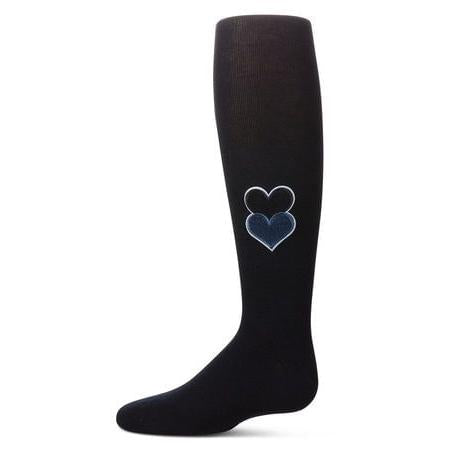 Memoi Double Patch Heart Cotton Tights