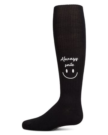 Memoi Girls Ribbed Cotton Rich Always Smile Cotton Tights