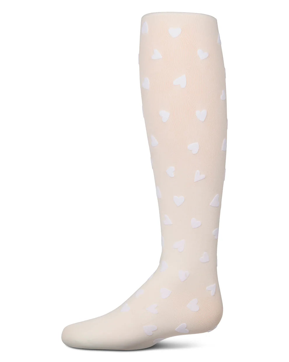 Memoi Girls "Heart To Heart" Flocked Opaque Fashion Tights