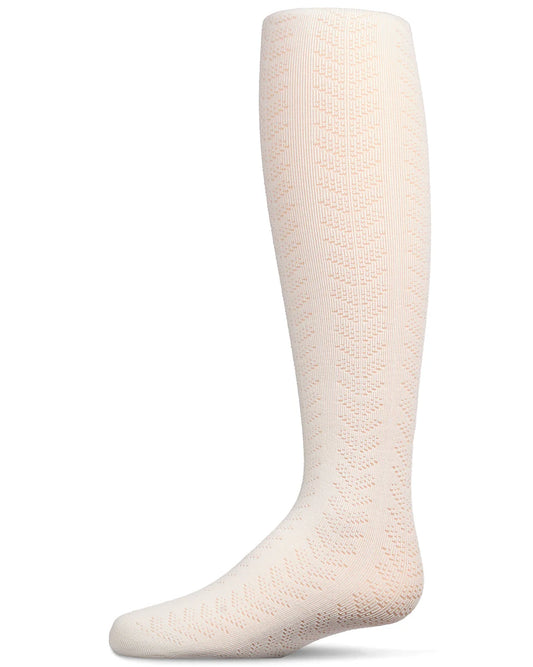 Memoi Girls Multi-Chevron Drop-Stitch Textured Cotton Blend Sweater Tights