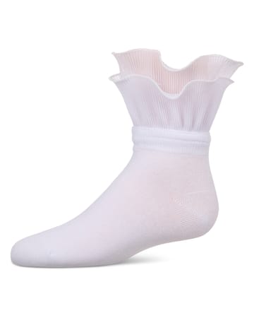 MeMoi Girls' Dual Layer Ruffle Anklet Socks