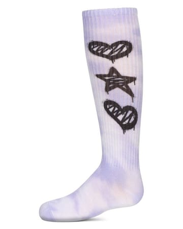 MeMoi Girls' Tie Dye Graffiti Shapes Knee High Socks