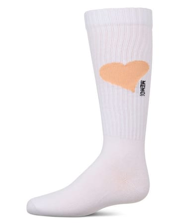 MeMoi Girls' Single Heart Logo Knee High Socks