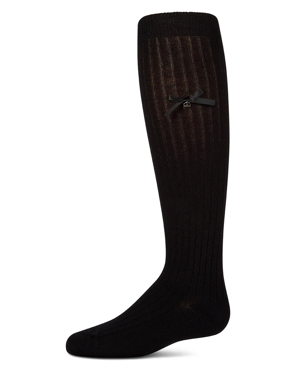 Memoi Girls Cotton-Rich Fancy Logo and Bow Trimmed Knee Sock