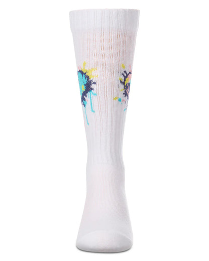 Memoi Splatter Colorful Heart Knee High - MKF-7231