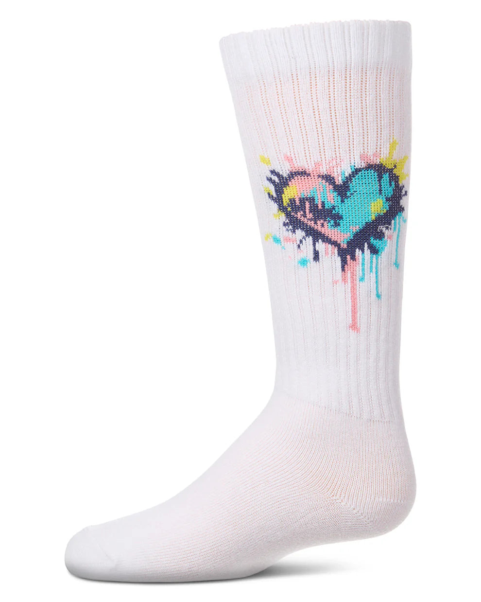 Memoi Splatter Colorful Heart Knee High - MKF-7231