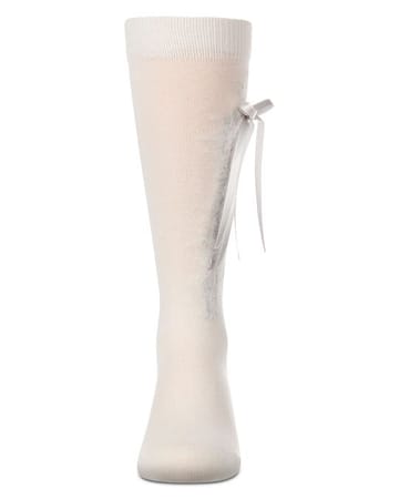 Memoi Metallic Drip Bow Knee High MKF-7241