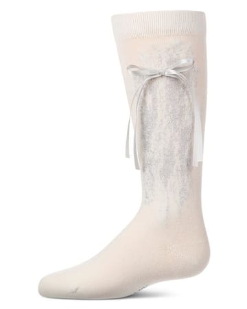 Memoi Metallic Drip Bow Knee High MKF-7241