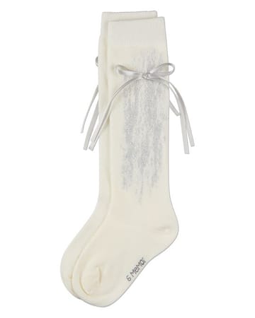 Memoi Metallic Drip Bow Knee High MKF-7241