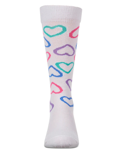 Memoi All Over Heart Knee High Sock MKF-7246