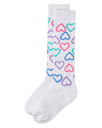 Memoi All Over Heart Knee High Sock MKF-7246