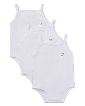 Ribbed Floral Bouquet Girls Bodysuits 3 Pack