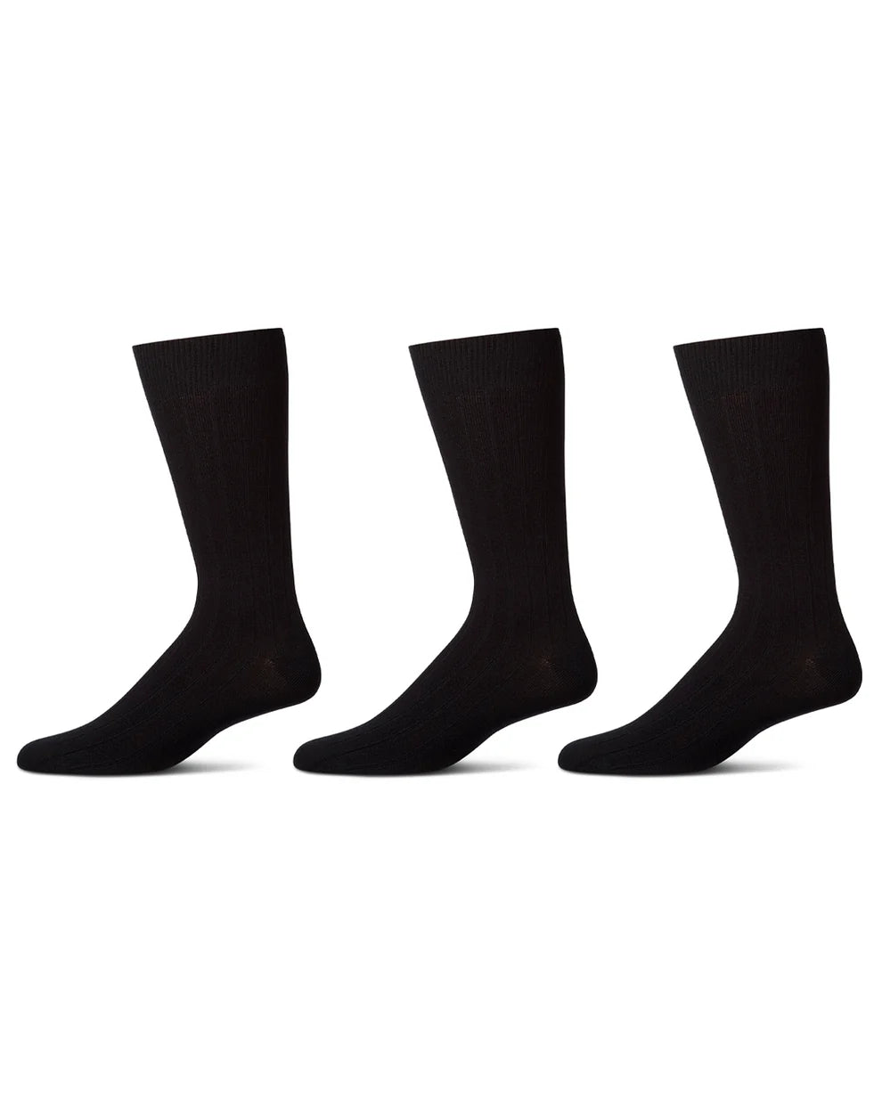 Memoi Mens 3 Pair Pack Bamboo Blend Ribbed Crew Socks