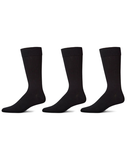 MeMoi Men's 3 Pair Pack Flat Knit Mercerized Cotton Crew Socks mm-470