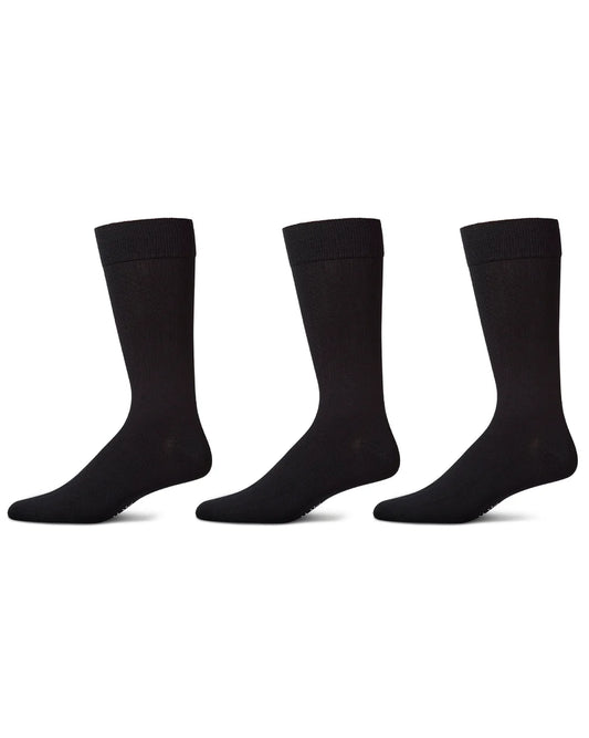 MeMoi Men's 3 Pair Pack Flat Knit Mercerized Cotton Crew Socks mm-470