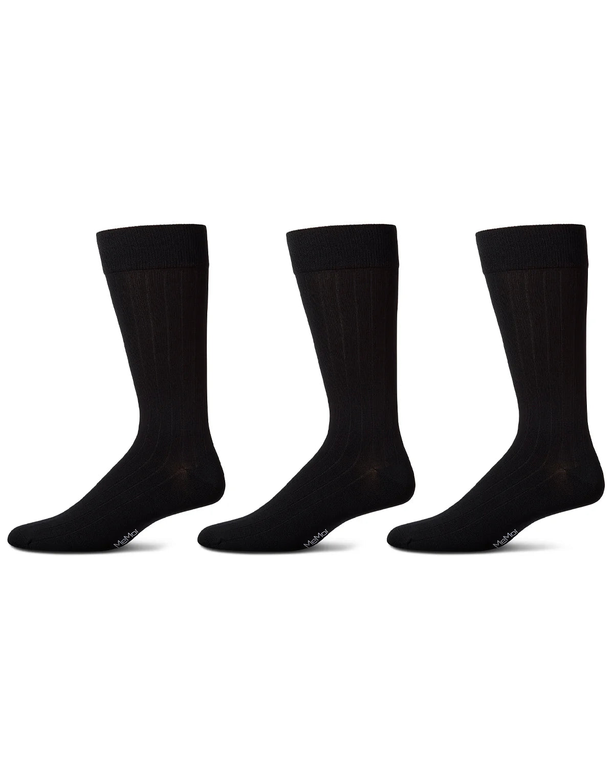 MeMoi Men's 3 Pair Pack Wide Ribbed Mercerized Cotton Crew Socks mm-472