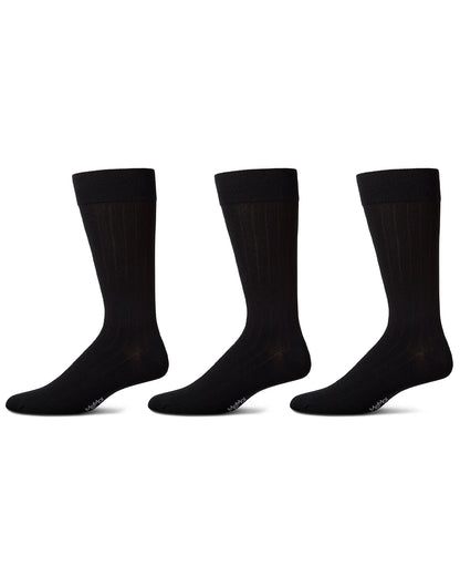 MeMoi Men's 3 Pair Pack Wide Ribbed Mercerized Cotton Crew Socks mm-472